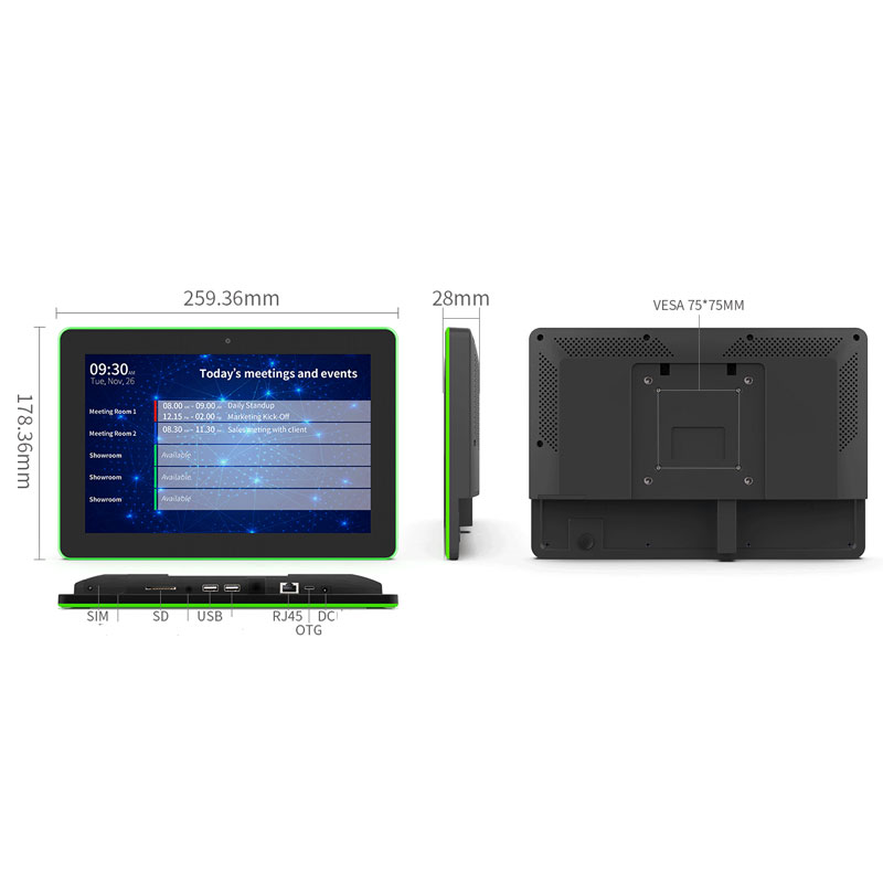 A GK-1052PL 10.1" Wall Mount Android PoE Tablet with full surround LED bar with a screen and a keyboard.