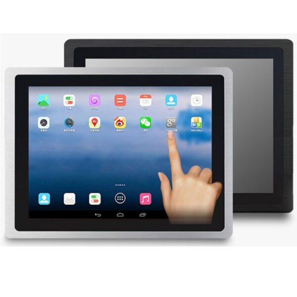 A tablet screen with a figure touching