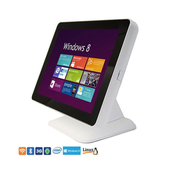A white GK-1010E 10.1" Desktop Style Android/Windows/Linux All-in-One for Kiosks with windows 8 on it.