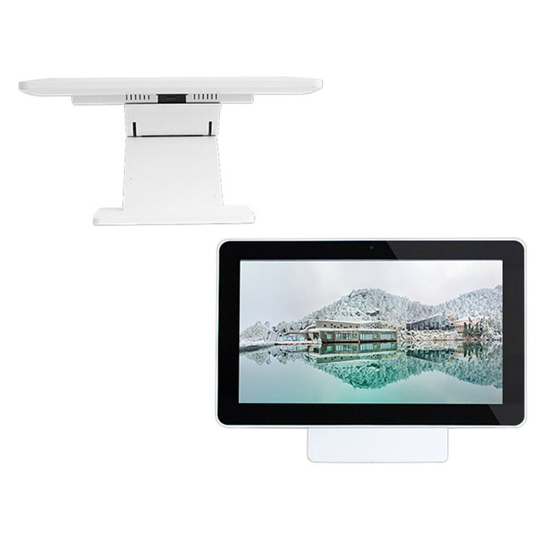 An GK-BVS156A-POS 15.6" Android PoE OEM AIO for POS and Kitchen Display System tablet pc with a view of a lake.