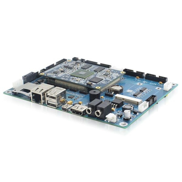 A GK-IMX6S-V1.2 NXP i.MX6 Android Board for IoT Automotive w CAN bus RS232 RJ45 with a computer on it.