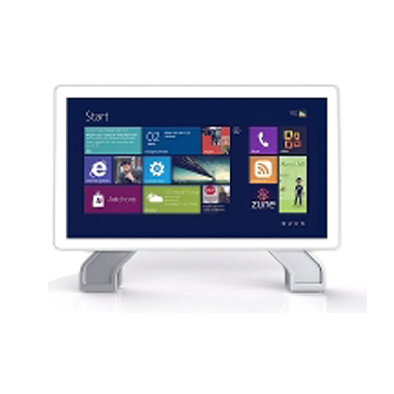 A GK-VR156-WIN 15.6 inch Windows PoE AIO for Digital Signage, POS and self service kiosks tablet on a stand.