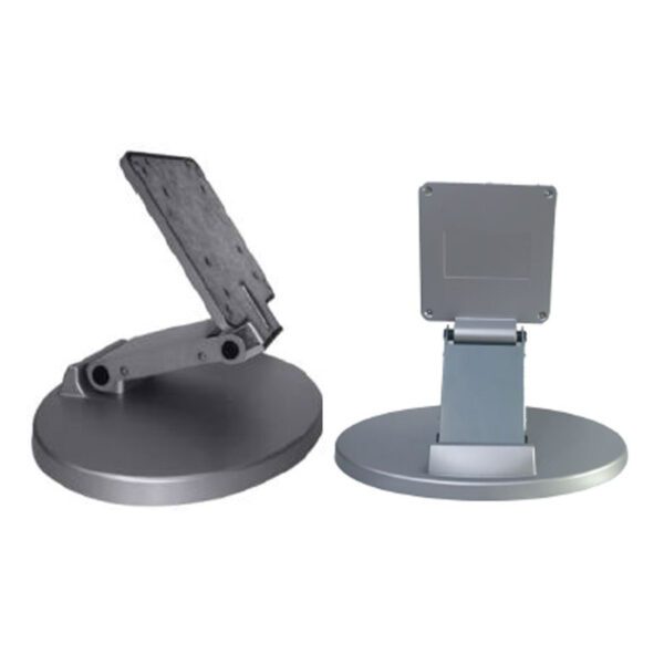 A GK-YC-13 VESA Foldable Bracket / Stand for Tablets & Monitors with a small device on it.