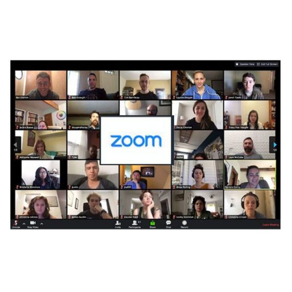 A group of people using the GKRK32ZOOM 32" Large Android Tablet for Zoom Video Conferencing & Meeting in a video conference.