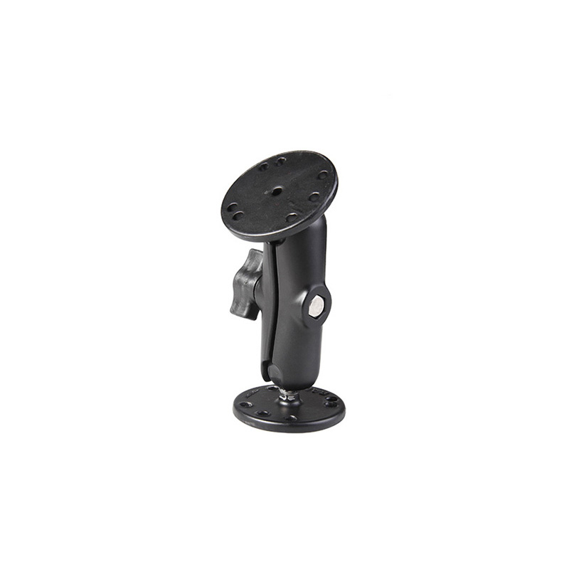 A black mount with a metal base on a white background, perfect for displaying accessories.