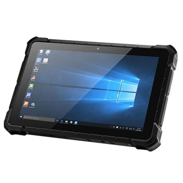 The GKR610W 10.1" Rugged Windows 10 Pro tablet with barcode & RFID reader is shown on a white background.