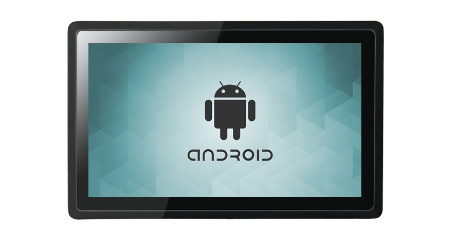 A screen with n android sign with a white background