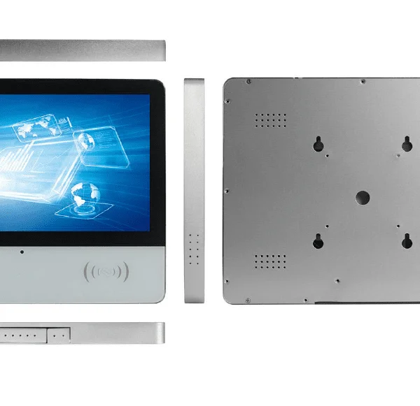 A GK-BD116-LIN 11.1 inch Linux touch screen vandal proof tablet pc with built-in PoE VESA for wall or desk top mount.