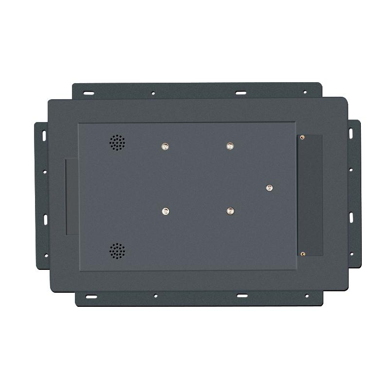 A gray wall mount for a flat screen tv, equipped with a GK-TVR101-V11 - 10 inch Android 11 with built-in PoE VESA wall mount tablet PC with Kiosk Mode & MDM Support.