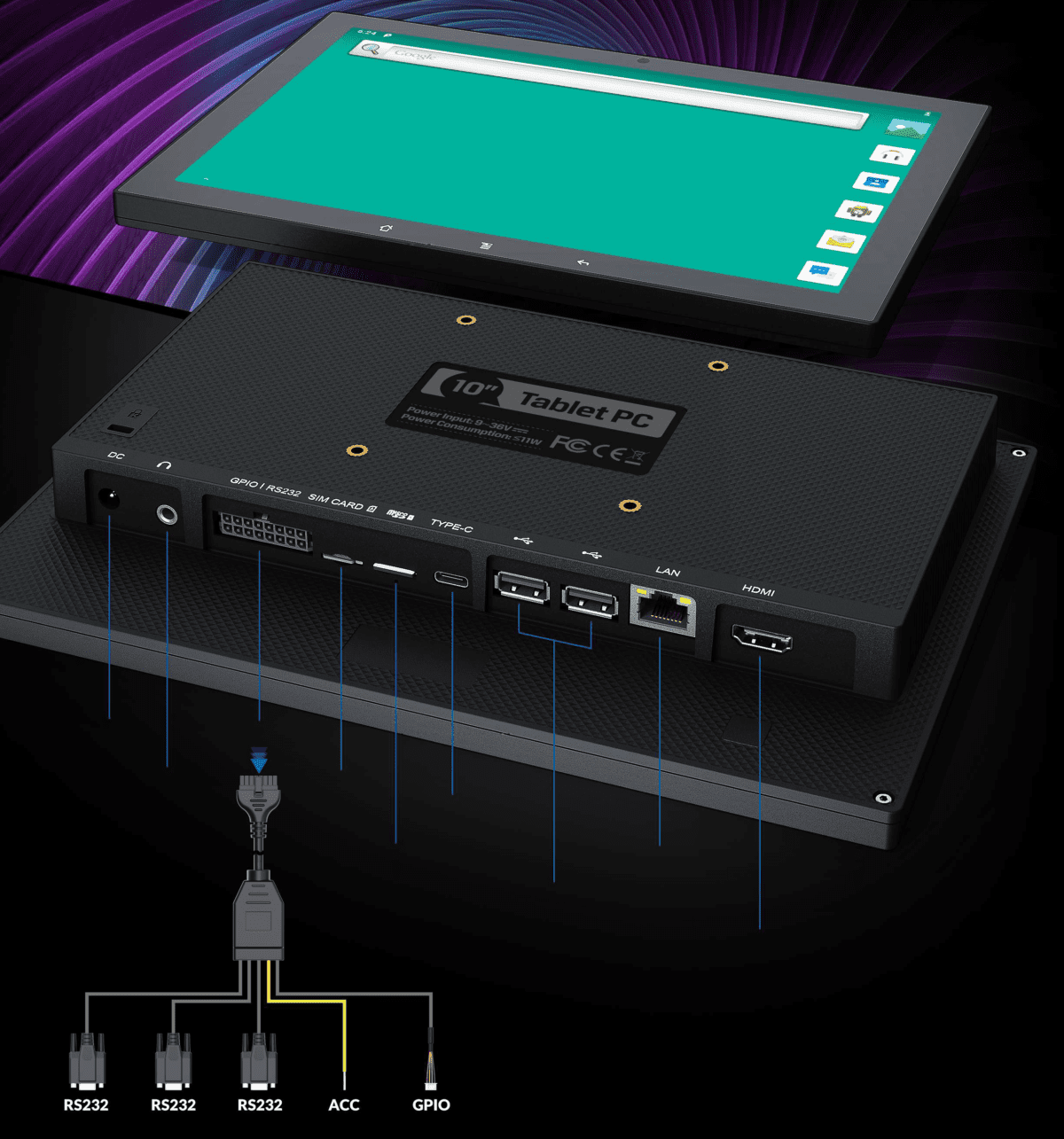 An image of a GKDM1010R 10-inch Android Panel PC with a monitor attached to it, serving as an HMI for Bacnet.