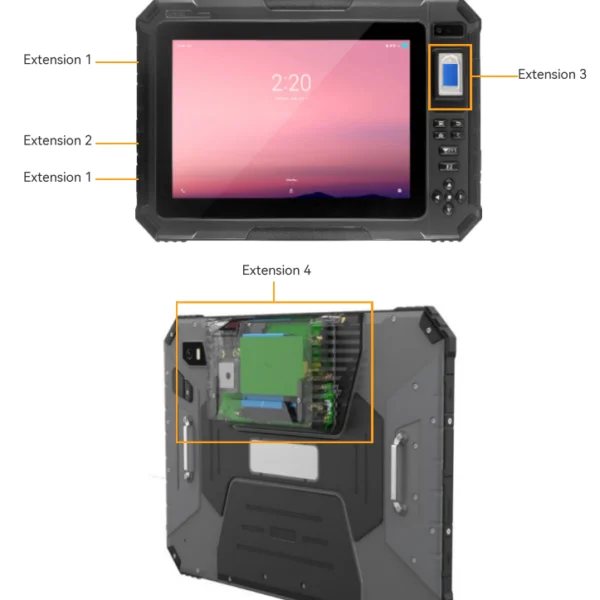 A 10.1" Rugged Multi-function Mobile Computer with a screen and barcode scanner feature.