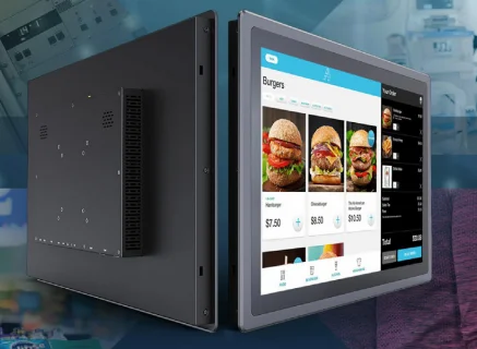 An image of a GK-NWY21M 21.5" Industrial Touchscreen Monitor Front IP65 waterproof & dustproof displaying a picture of food.
