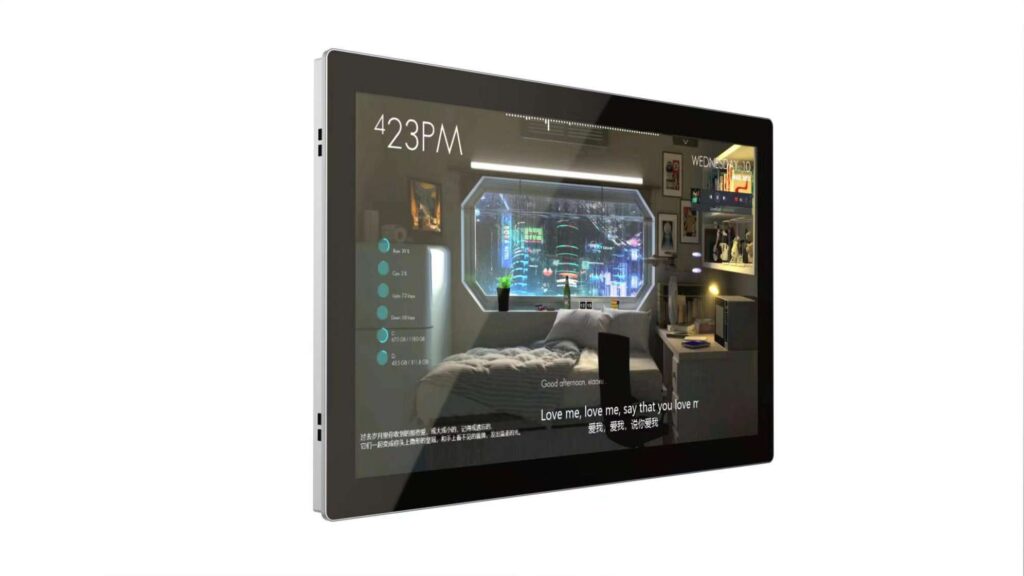 Smart display showing a cozy room setup.