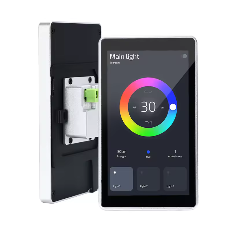 Smart light control panel with color wheel.